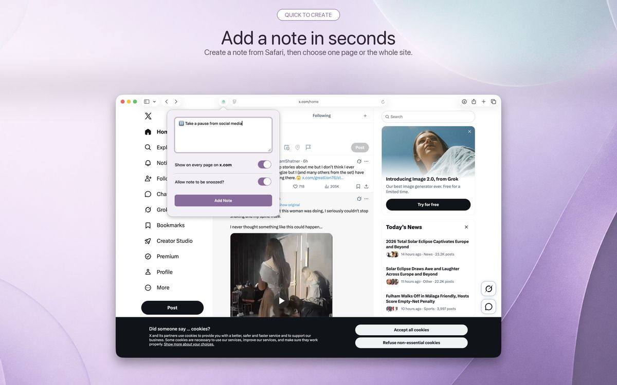 Stop yourself doomscrolling with Browser Note