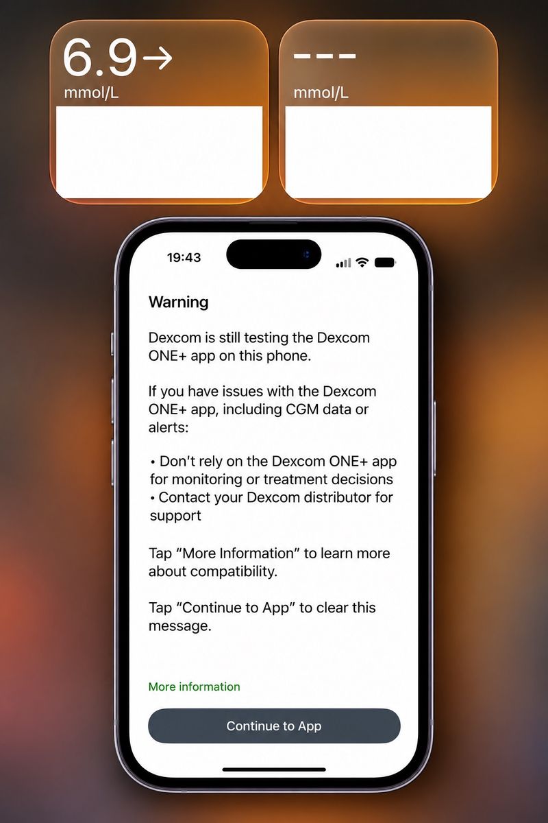 Examples of issues with the Dexcom app