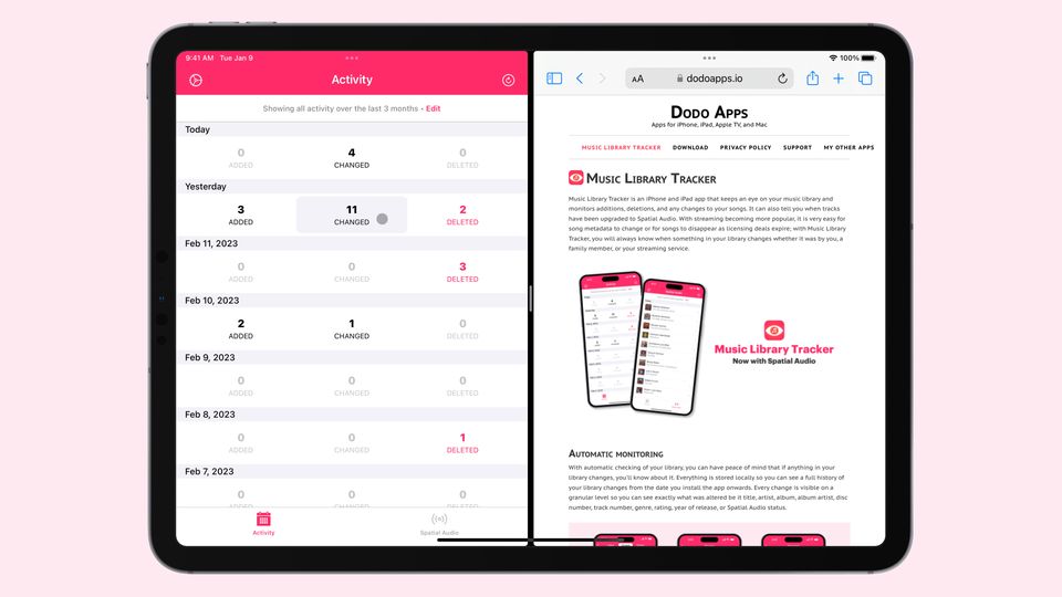 Music Library Tracker on iPad
