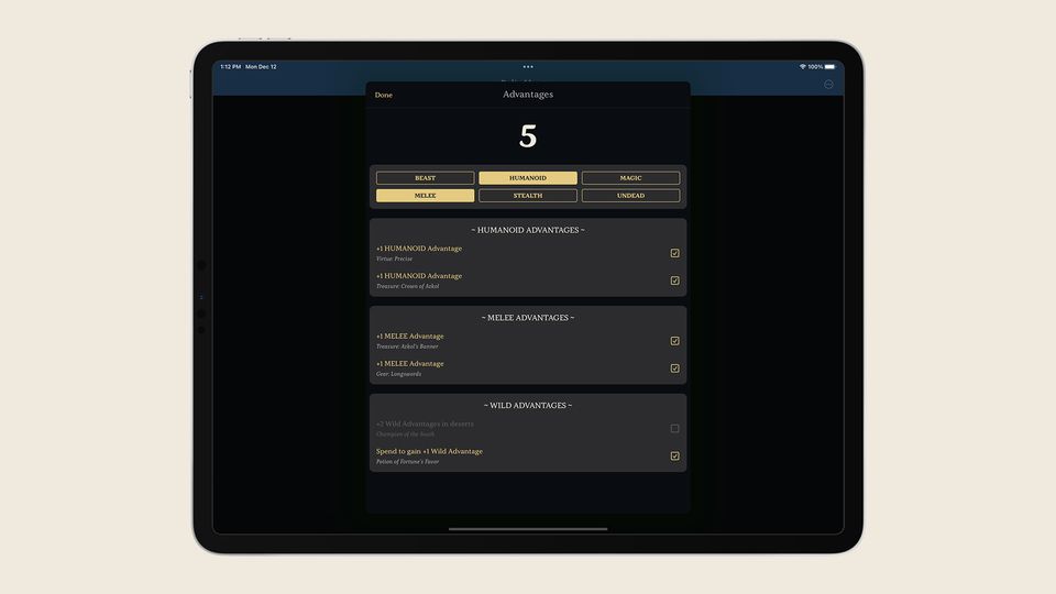 Return to Dark Tower Assistant Advantages calculator