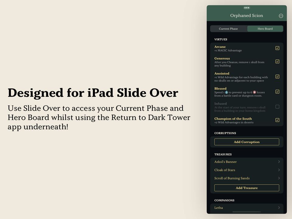 Return to Dark Tower Assistant in iPad Slide Over