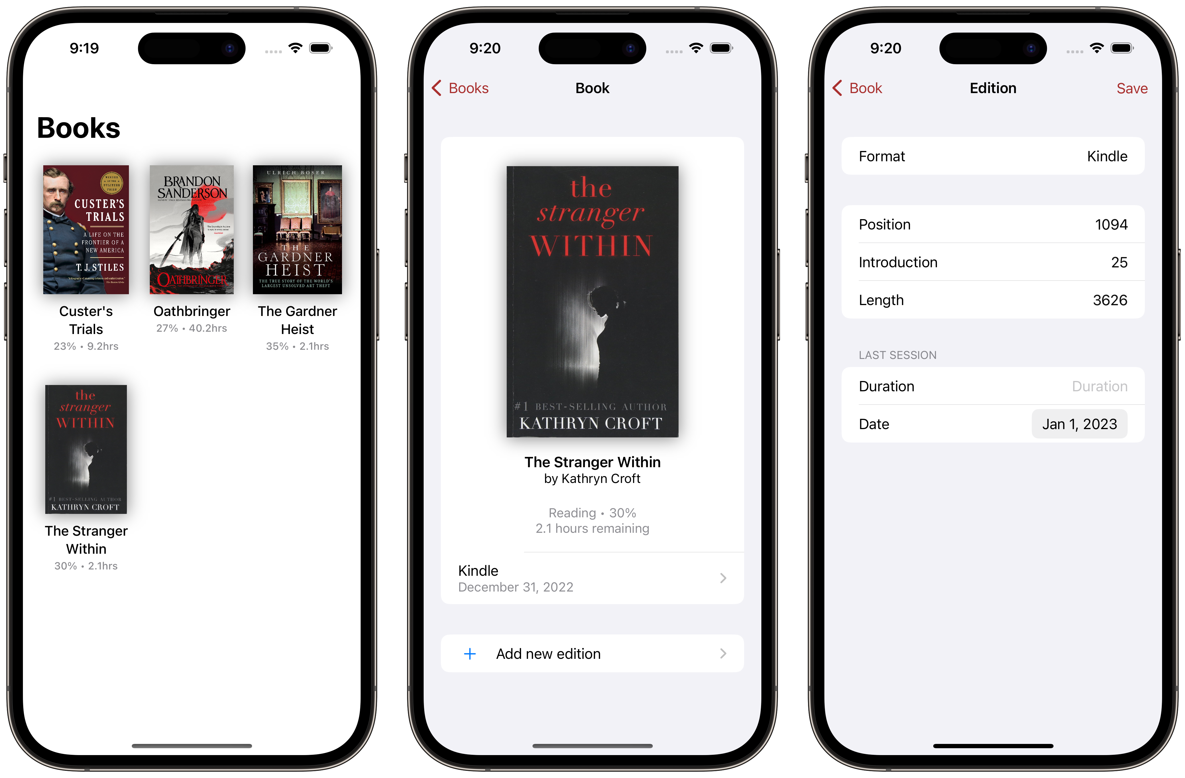Bookmark, an app for logging time spent reading