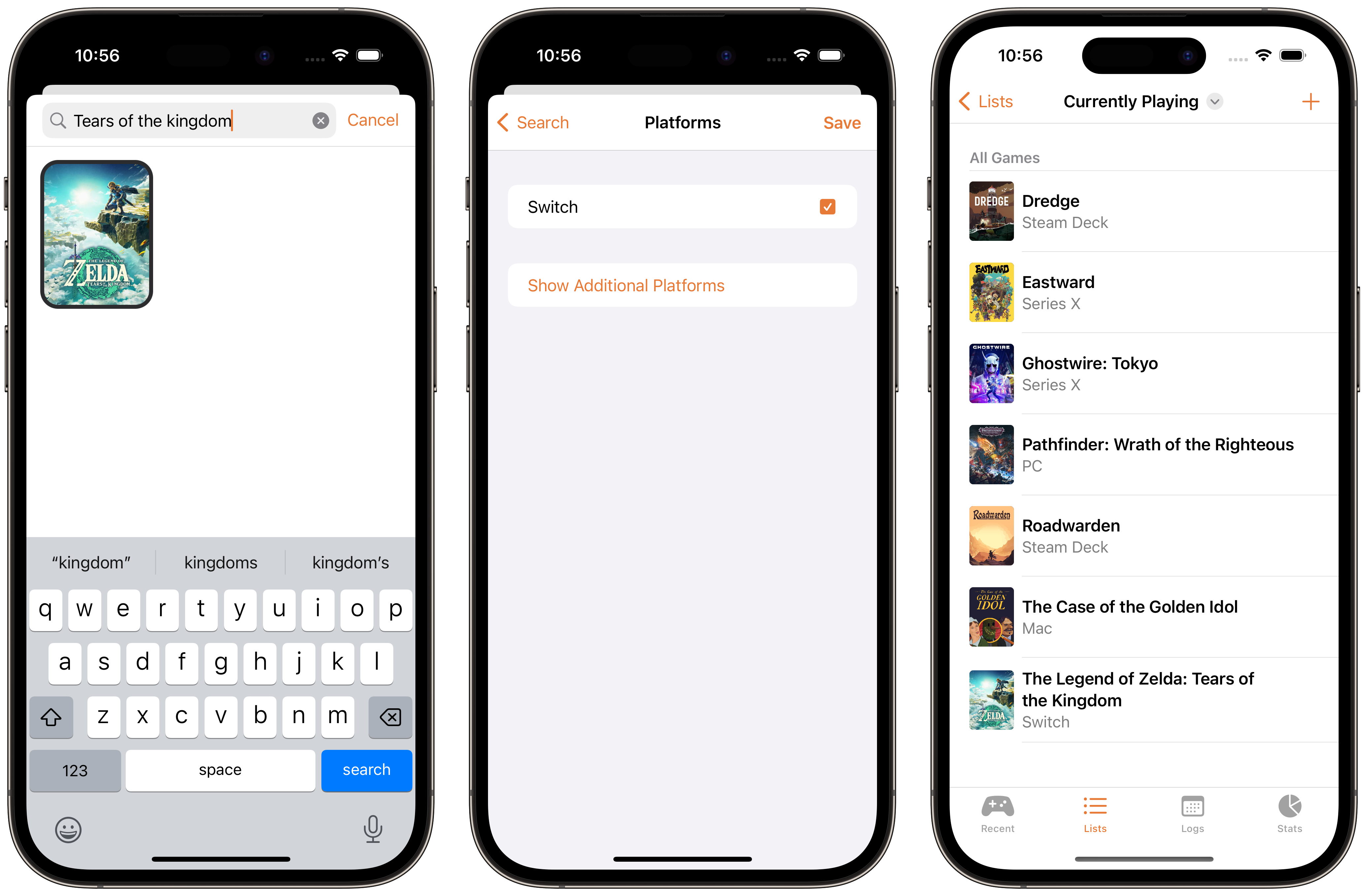 Adding a game to a list via Search & Add