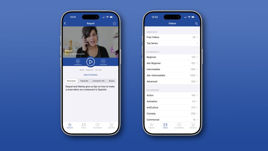 The Yabla app on iPhone